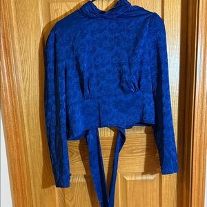 L'Academie Royal Blue Textured Blouse